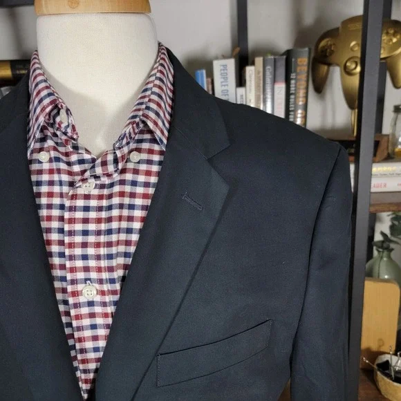 J.Crew THOMPSON Men's Sport Coat Blazer Two Button‎ Black cotton Size 46R NEW